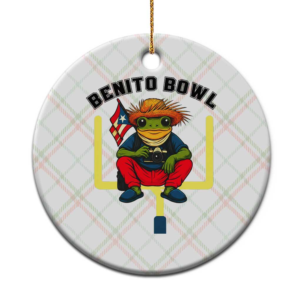 Benito Bowl Coquí Frog Football Ceramic Ornament Funny Puerto Rico Flag Game Day Music Fans