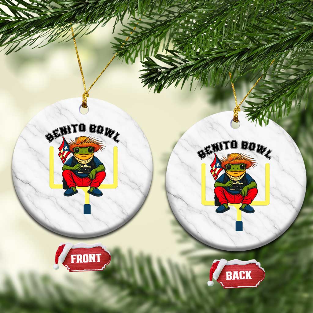 Benito Bowl Coquí Frog Football Ceramic Ornament Funny Puerto Rico Flag Game Day Music Fans