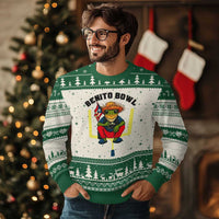 Benito Bowl Coquí Frog Football Ugly Christmas Sweater Funny Puerto Rico Flag Game Day Music Fans