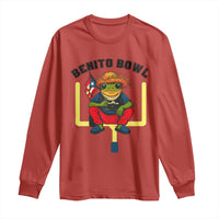 Benito Bowl Coquí Frog Football Long Sleeve Shirt Funny Puerto Rico Flag Game Day Music Fans