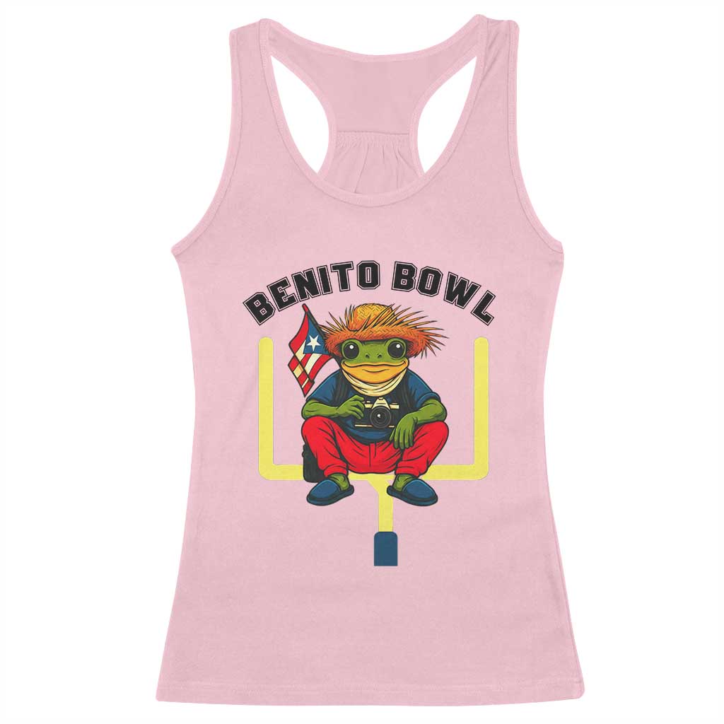 Benito Bowl Coquí Frog Football Racerback Tank Top Funny Puerto Rico Flag Game Day Music Fans