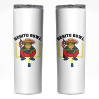 Benito Bowl Coquí Frog Football Skinny Tumbler Funny Puerto Rico Flag Game Day Music Fans