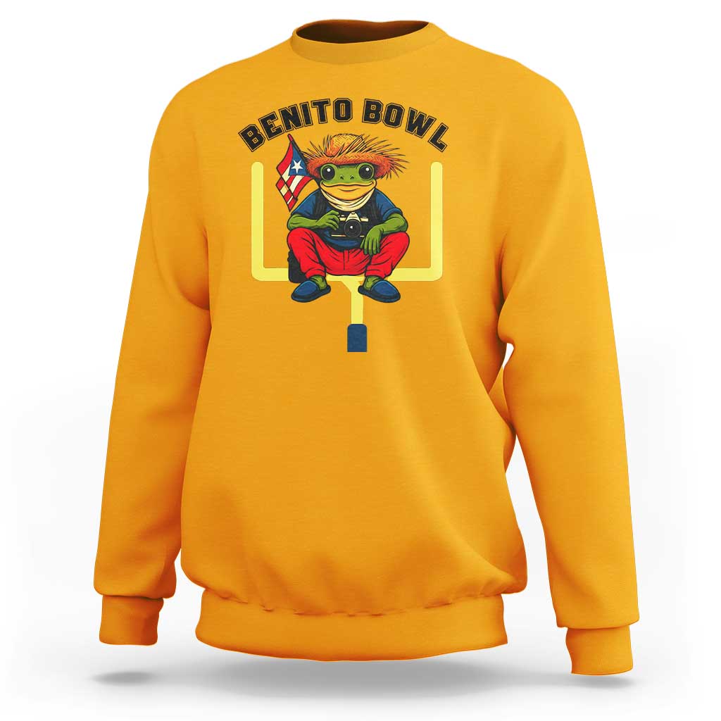 Benito Bowl Coquí Frog Football Sweatshirt Funny Puerto Rico Flag Game Day Music Fans