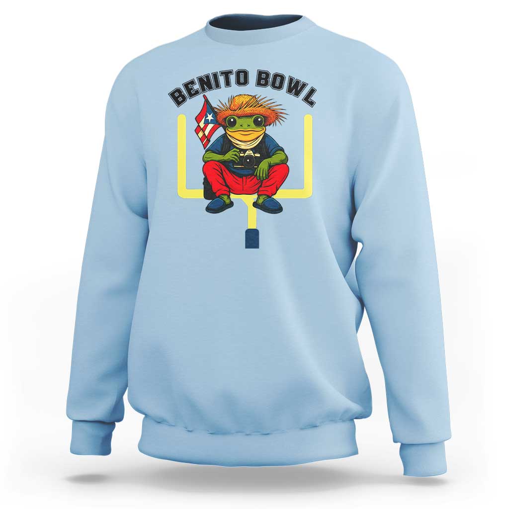 Benito Bowl Coquí Frog Football Sweatshirt Funny Puerto Rico Flag Game Day Music Fans