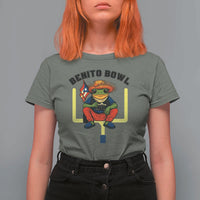 Benito Bowl Coquí Frog Football T Shirt For Women Funny Puerto Rico Flag Game Day Music Fans