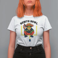 Benito Bowl Coquí Frog Football T Shirt For Women Funny Puerto Rico Flag Game Day Music Fans