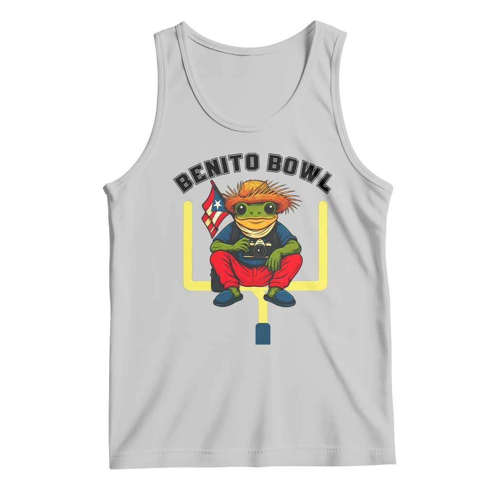 Benito Bowl Coquí Frog Football Tank Top Funny Puerto Rico Flag Game Day Music Fans