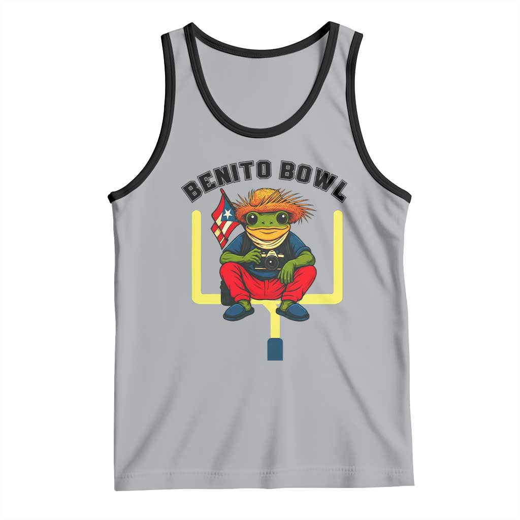 Benito Bowl Coquí Frog Football Tank Top Funny Puerto Rico Flag Game Day Music Fans