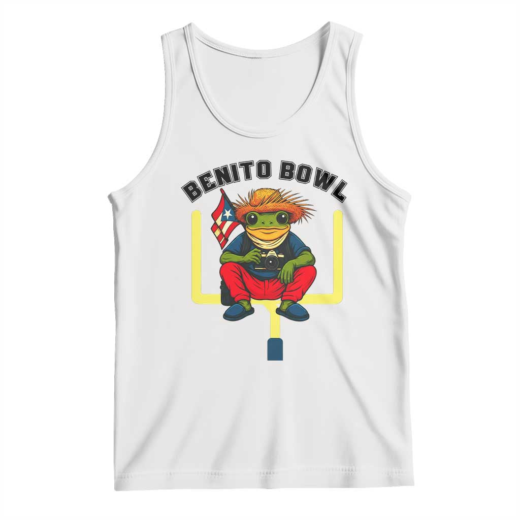 Benito Bowl Coquí Frog Football Tank Top Funny Puerto Rico Flag Game Day Music Fans