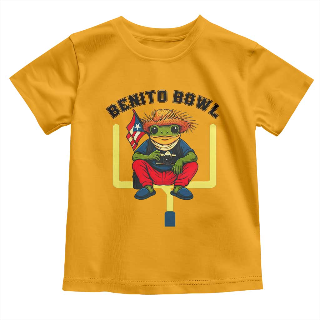 Benito Bowl Coquí Frog Football Toddler T Shirt Funny Puerto Rico Flag Game Day Music Fans