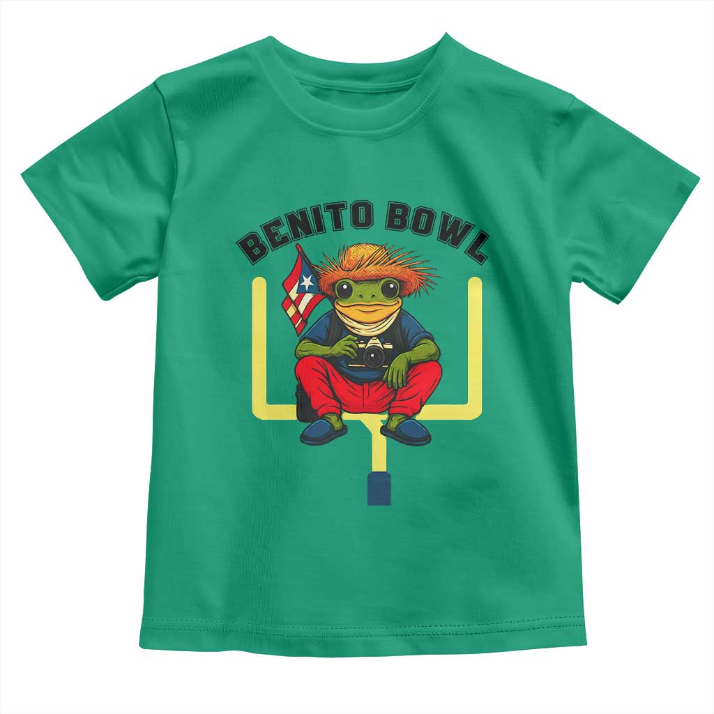 Benito Bowl Coquí Frog Football Toddler T Shirt Funny Puerto Rico Flag Game Day Music Fans