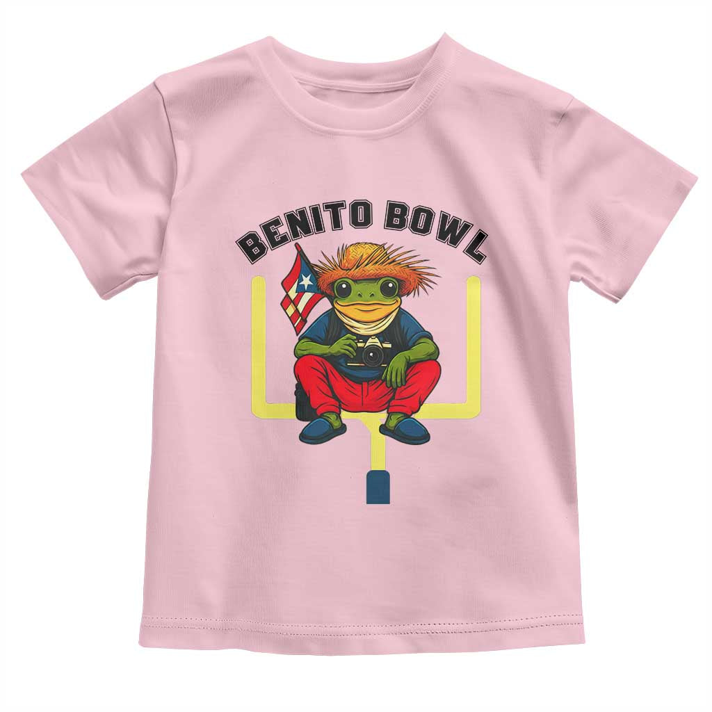 Benito Bowl Coquí Frog Football Toddler T Shirt Funny Puerto Rico Flag Game Day Music Fans