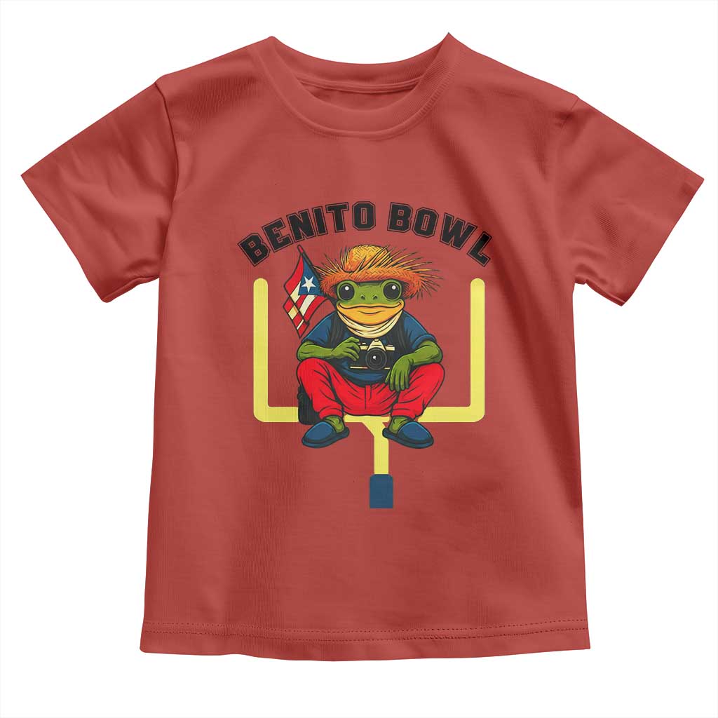 Benito Bowl Coquí Frog Football Toddler T Shirt Funny Puerto Rico Flag Game Day Music Fans