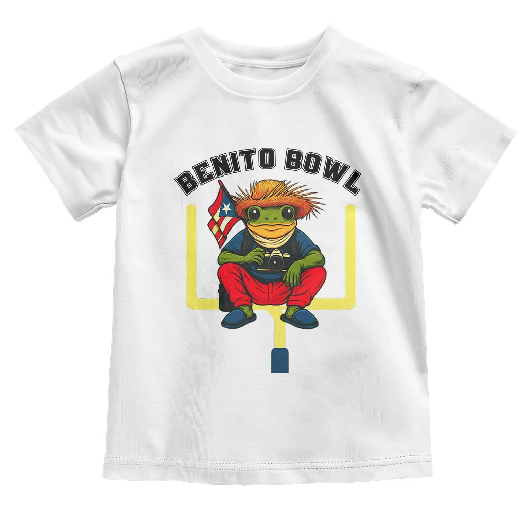 Benito Bowl Coquí Frog Football Toddler T Shirt Funny Puerto Rico Flag Game Day Music Fans