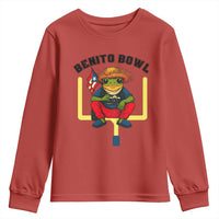 Benito Bowl Coquí Frog Football Youth Sweatshirt Funny Puerto Rico Flag Game Day Music Fans