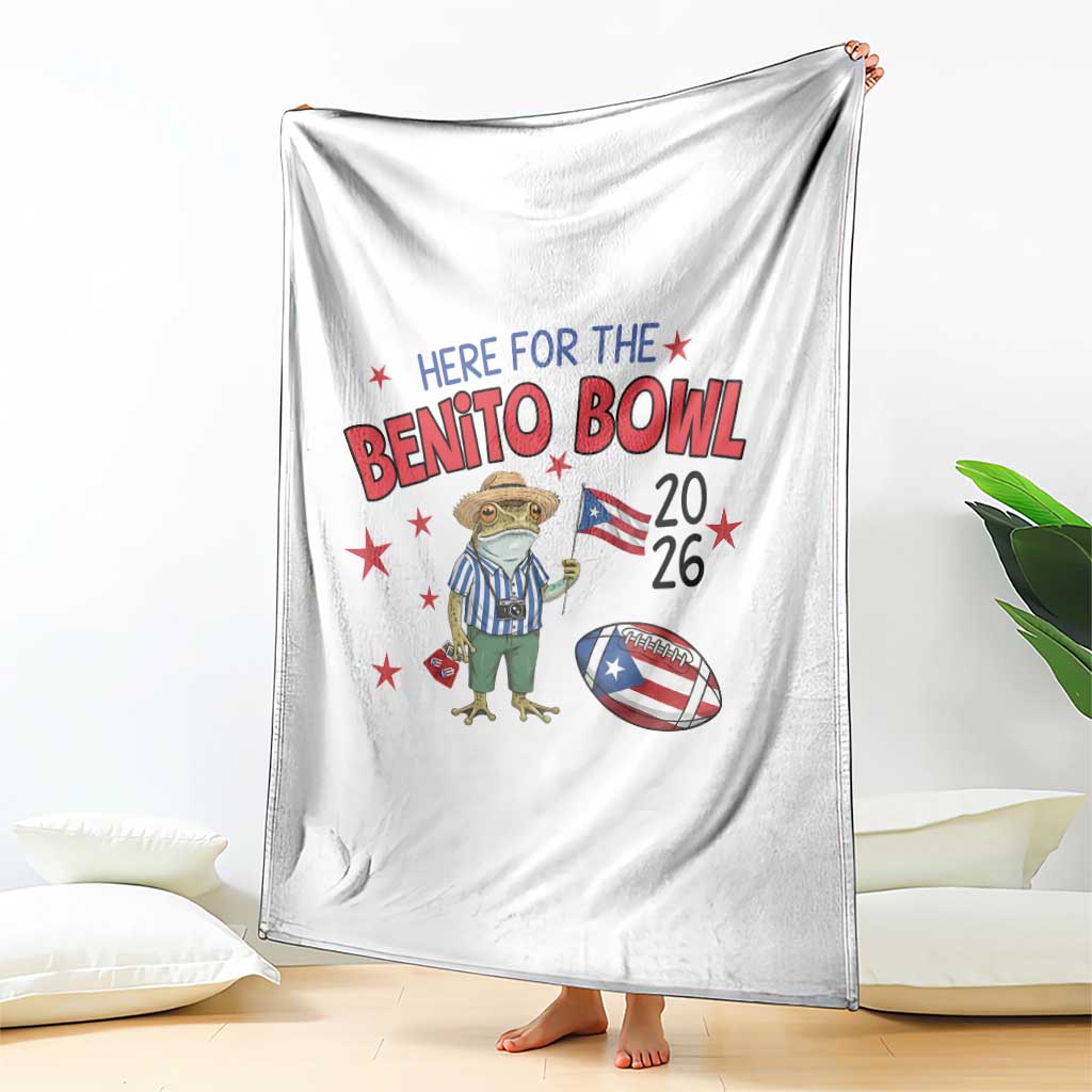 Here for the Benito Bowl 2026 Coquí Frog Throw Blanket Puerto Rican Funny Football Music Fans