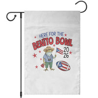Here for the Benito Bowl 2026 Coquí Frog Garden Flag Puerto Rican Funny Football Music Fans