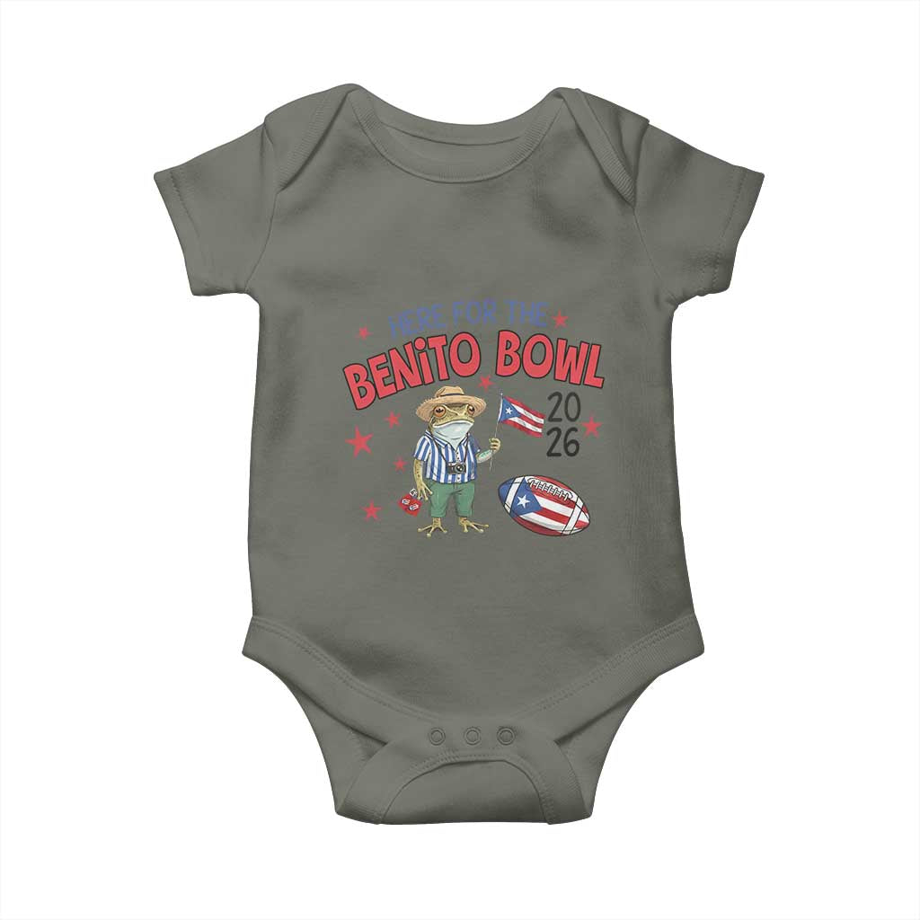 Here for the Benito Bowl 2026 Coquí Frog Baby Onesie Puerto Rican Funny Football Music Fans