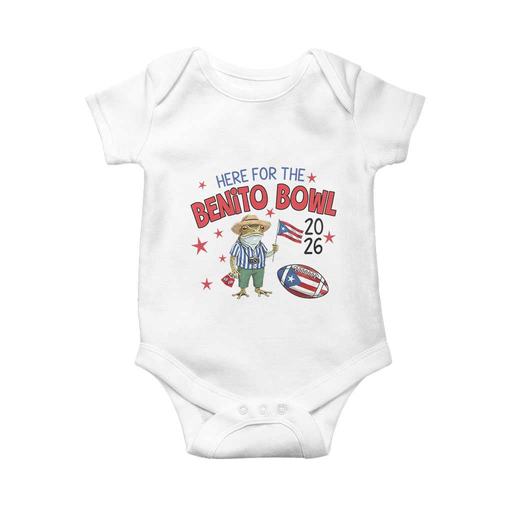 Here for the Benito Bowl 2026 Coquí Frog Baby Onesie Puerto Rican Funny Football Music Fans