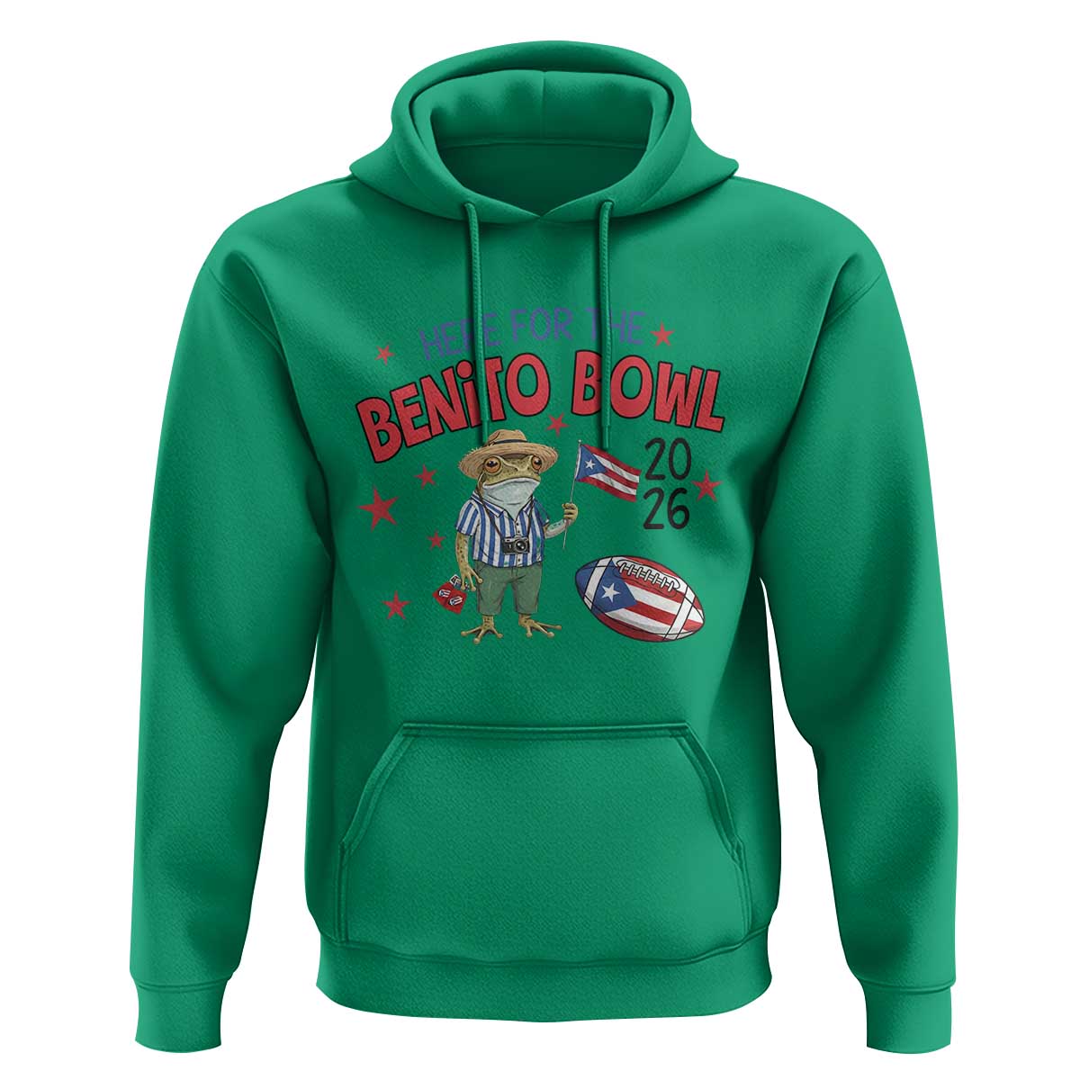 Here for the Benito Bowl 2026 Coquí Frog Hoodie Puerto Rican Funny Football Music Fans
