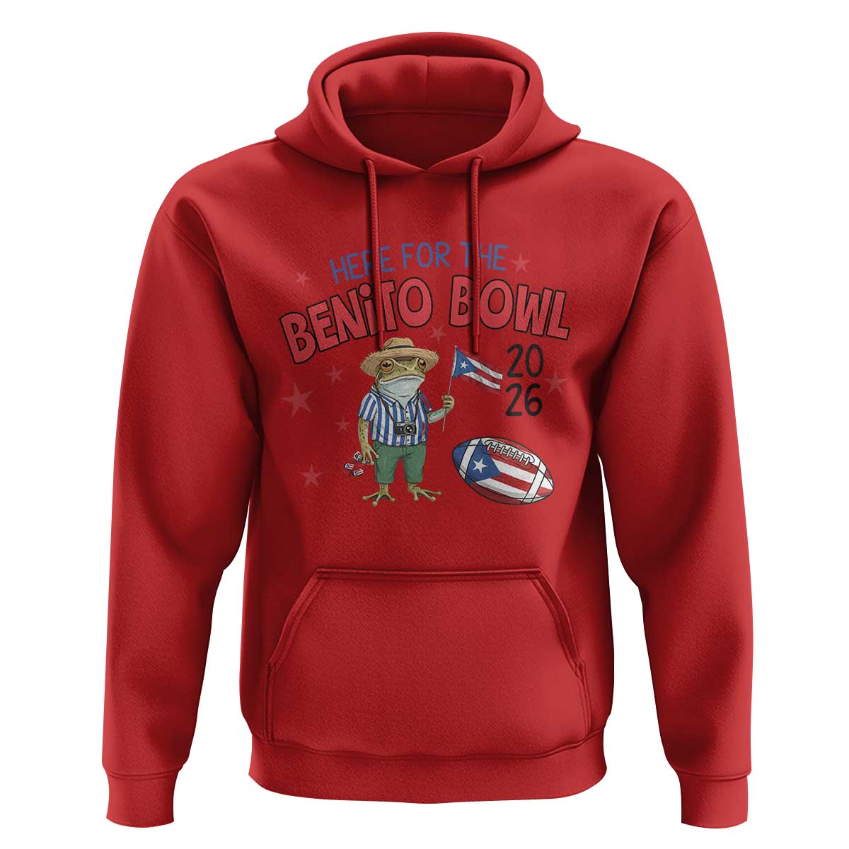 Here for the Benito Bowl 2026 Coquí Frog Hoodie Puerto Rican Funny Football Music Fans