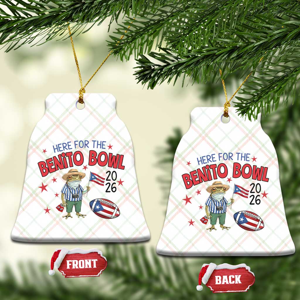 Here for the Benito Bowl 2026 Coquí Frog Ceramic Ornament Puerto Rican Funny Football Music Fans
