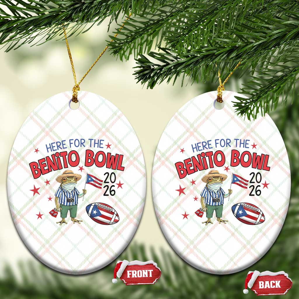 Here for the Benito Bowl 2026 Coquí Frog Ceramic Ornament Puerto Rican Funny Football Music Fans