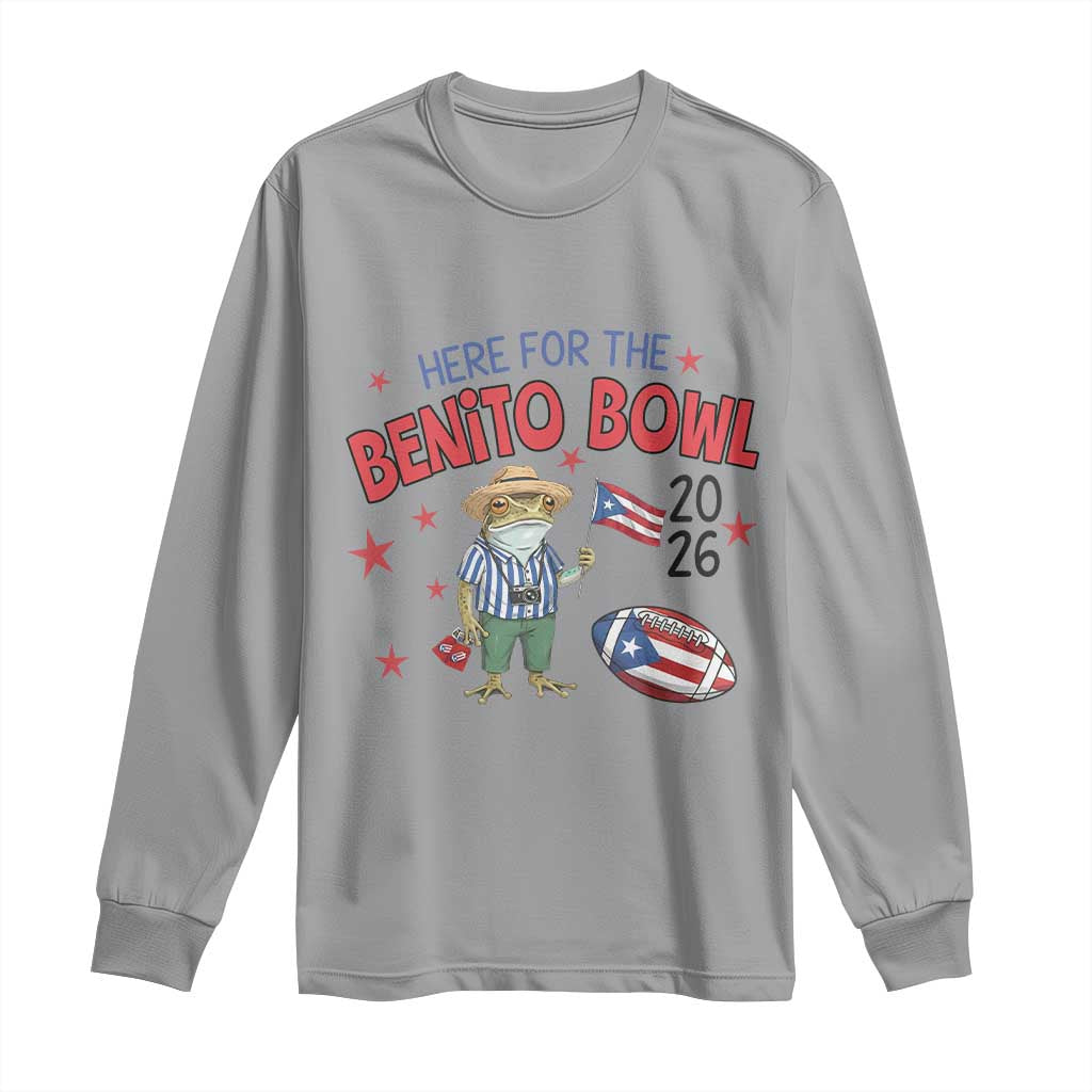 Here for the Benito Bowl 2026 Coquí Frog Long Sleeve Shirt Puerto Rican Funny Football Music Fans