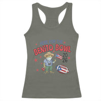 Here for the Benito Bowl 2026 Coquí Frog Racerback Tank Top Puerto Rican Funny Football Music Fans