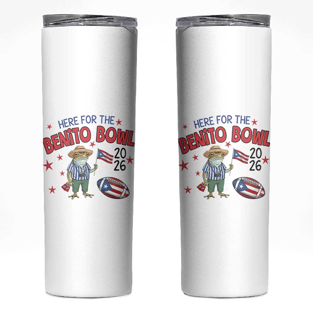 Here for the Benito Bowl 2026 Coquí Frog Skinny Tumbler Puerto Rican Funny Football Music Fans
