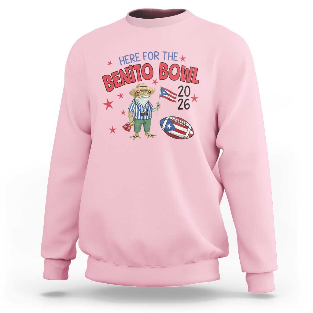 Here for the Benito Bowl 2026 Coquí Frog Sweatshirt Puerto Rican Funny Football Music Fans