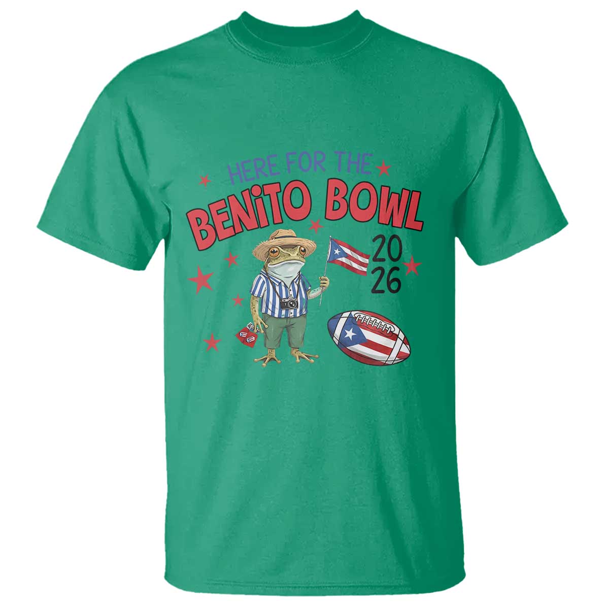 Here for the Benito Bowl 2026 Coquí Frog T Shirt Puerto Rican Funny Football Music Fans