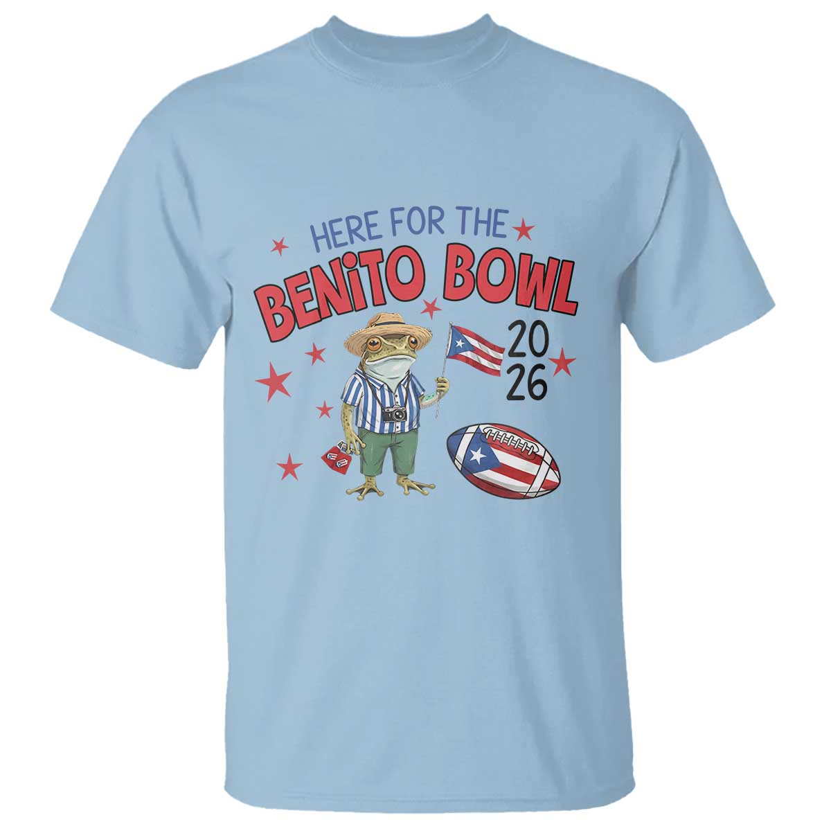 Here for the Benito Bowl 2026 Coquí Frog T Shirt Puerto Rican Funny Football Music Fans