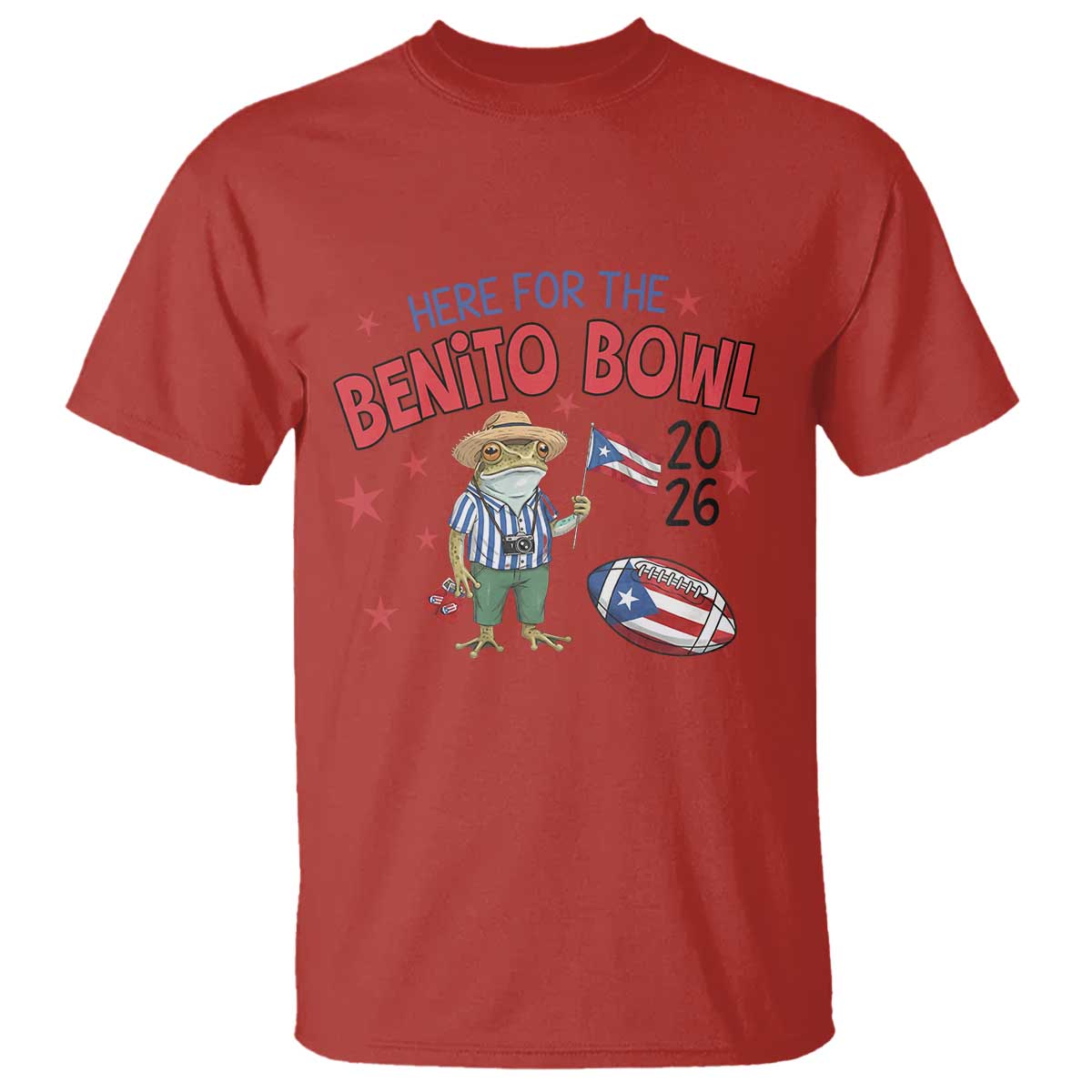 Here for the Benito Bowl 2026 Coquí Frog T Shirt Puerto Rican Funny Football Music Fans