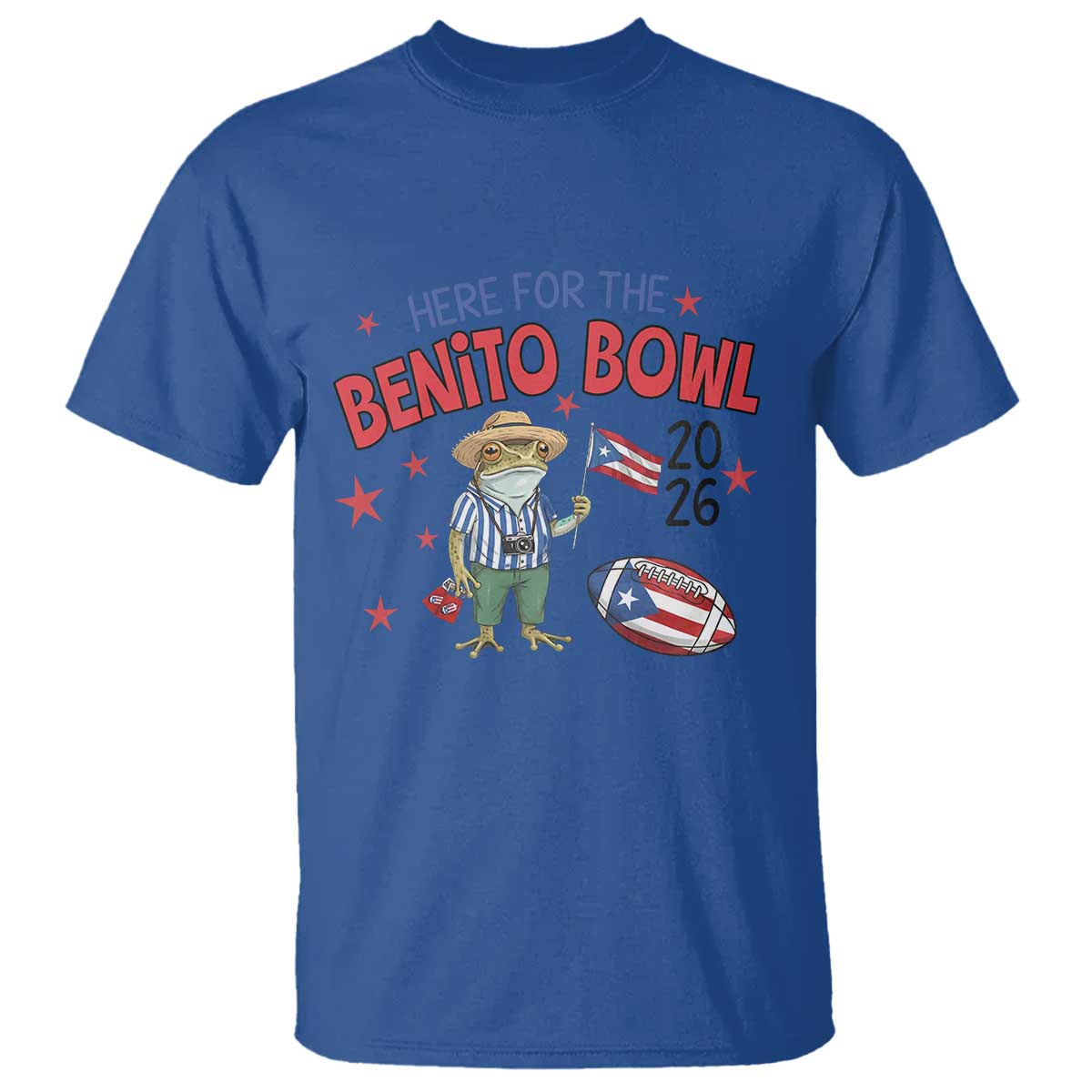 Here for the Benito Bowl 2026 Coquí Frog T Shirt Puerto Rican Funny Football Music Fans