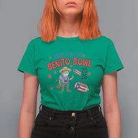Here for the Benito Bowl 2026 Coquí Frog T Shirt For Women Puerto Rican Funny Football Music Fans