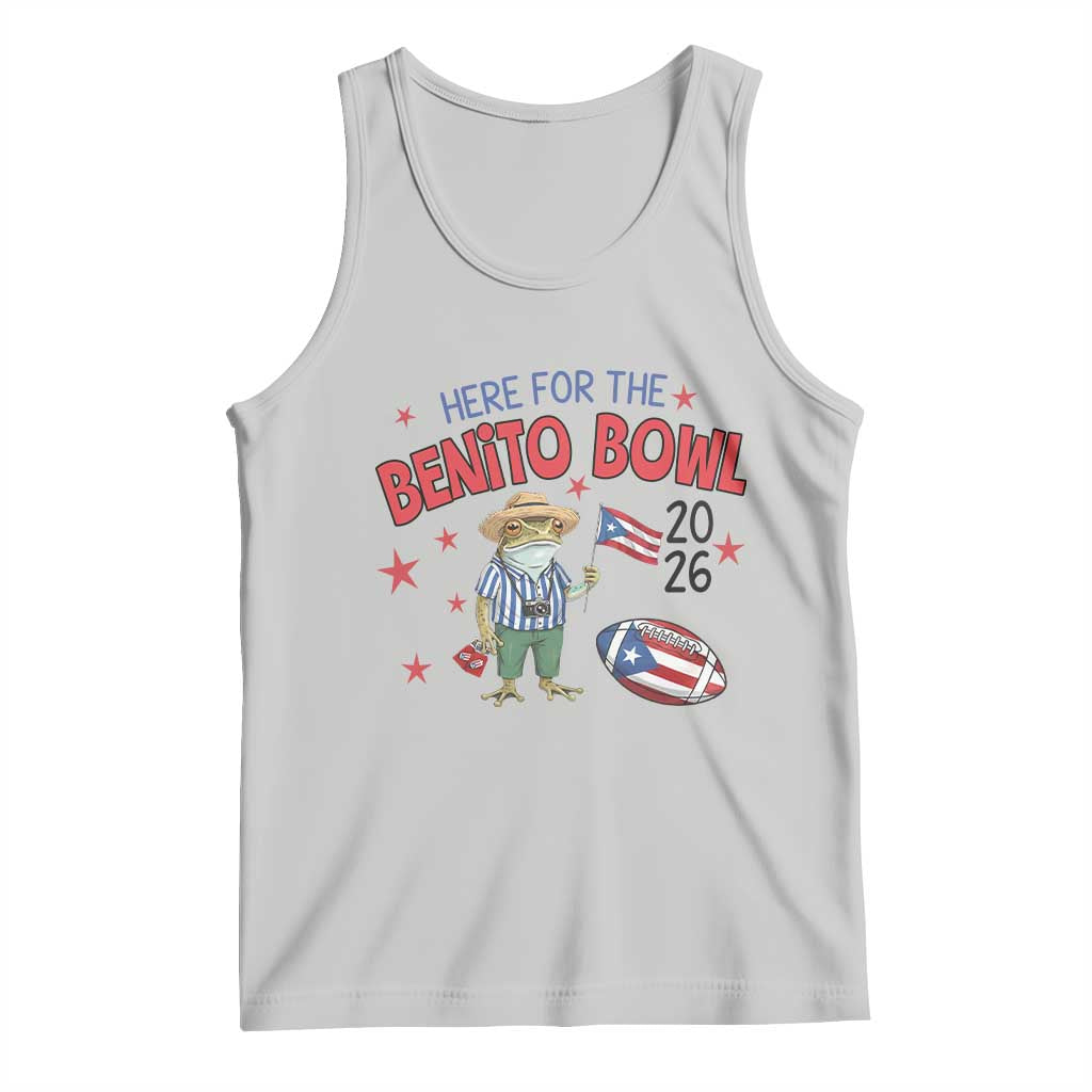 Here for the Benito Bowl 2026 Coquí Frog Tank Top Puerto Rican Funny Football Music Fans