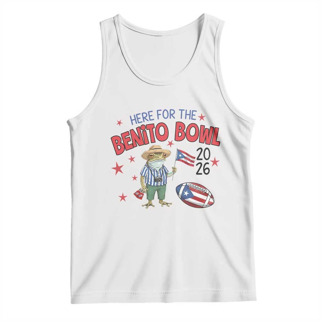 Here for the Benito Bowl 2026 Coquí Frog Tank Top Puerto Rican Funny Football Music Fans