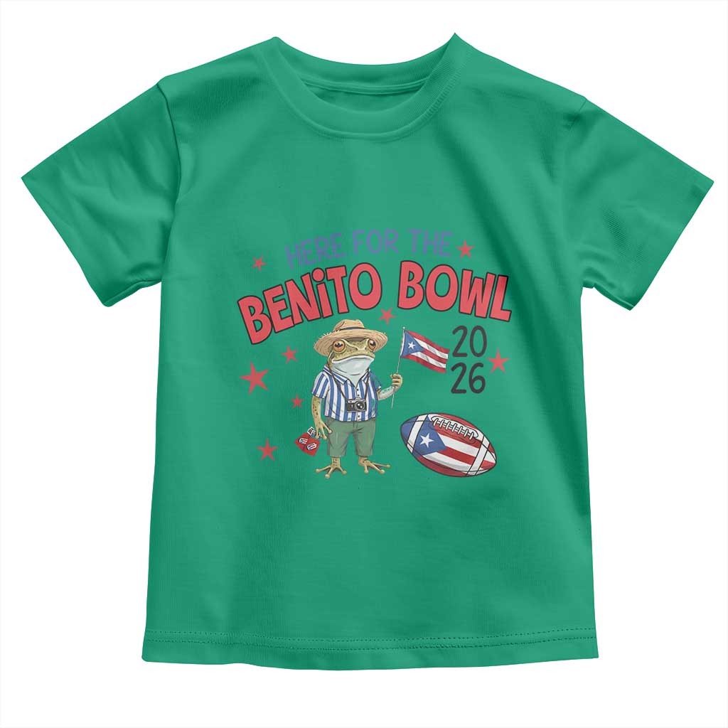 Here for the Benito Bowl 2026 Coquí Frog Toddler T Shirt Puerto Rican Funny Football Music Fans
