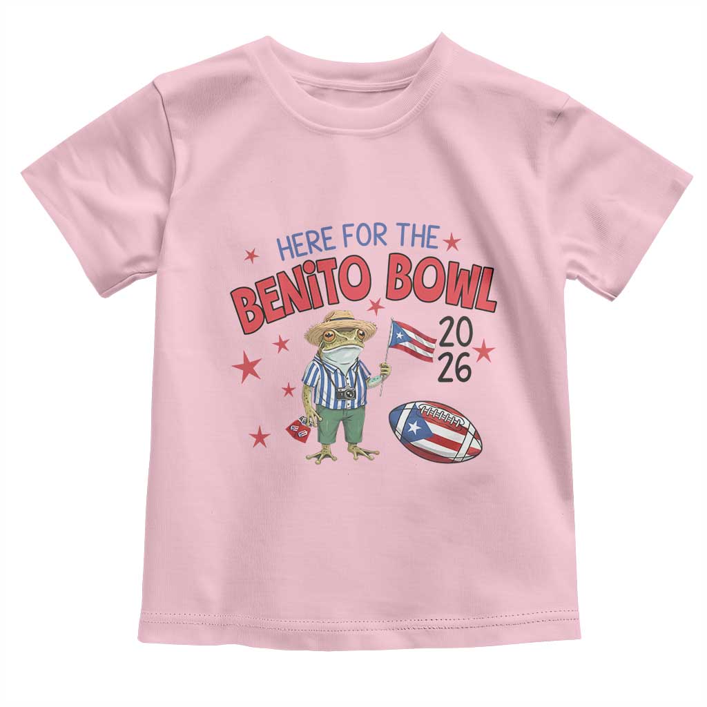 Here for the Benito Bowl 2026 Coquí Frog Toddler T Shirt Puerto Rican Funny Football Music Fans