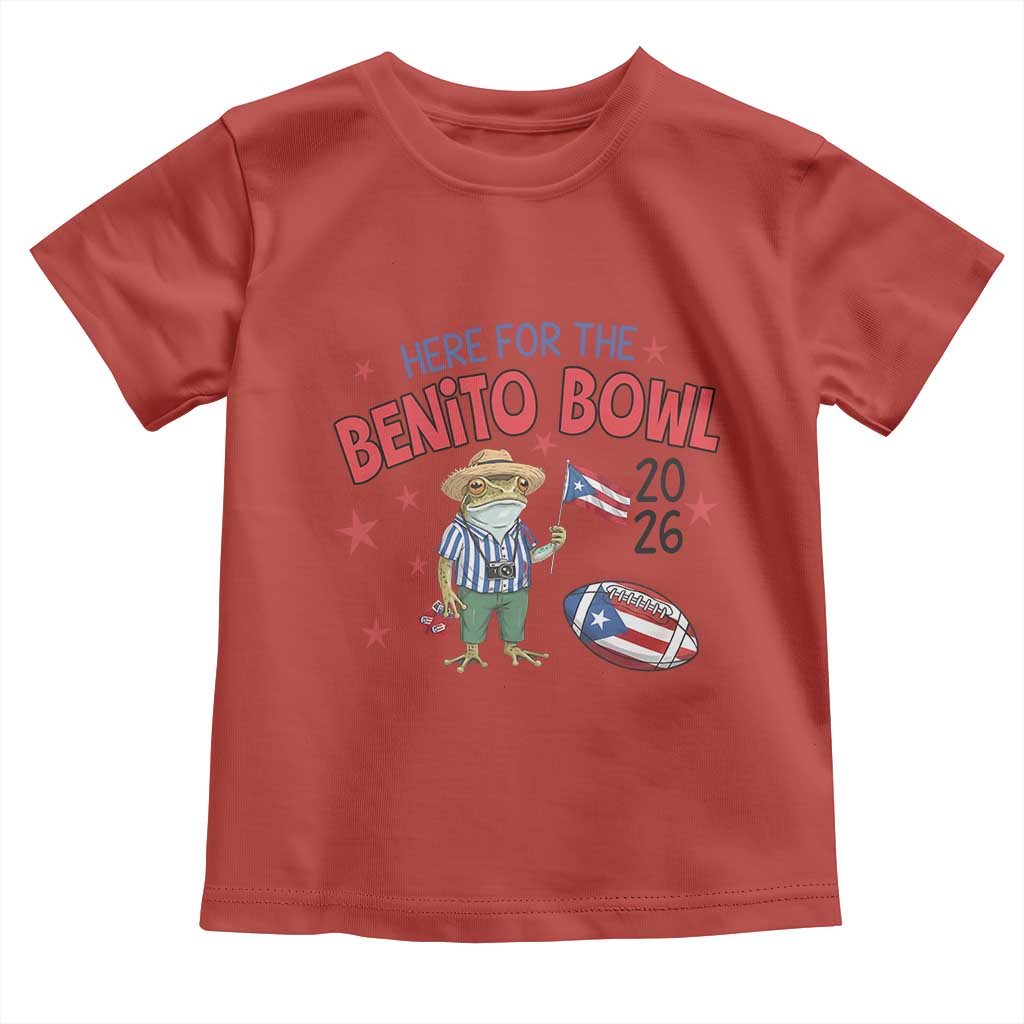 Here for the Benito Bowl 2026 Coquí Frog Toddler T Shirt Puerto Rican Funny Football Music Fans
