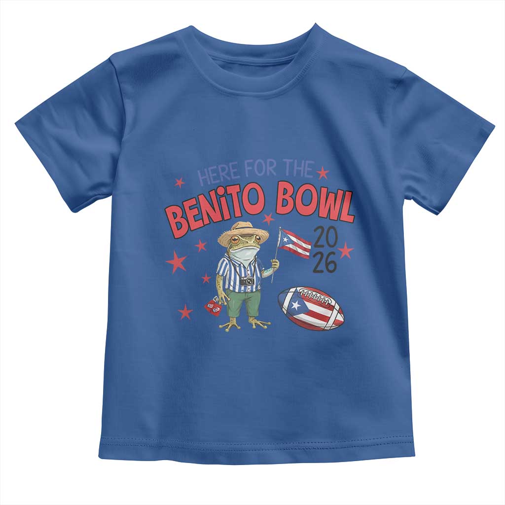 Here for the Benito Bowl 2026 Coquí Frog Toddler T Shirt Puerto Rican Funny Football Music Fans