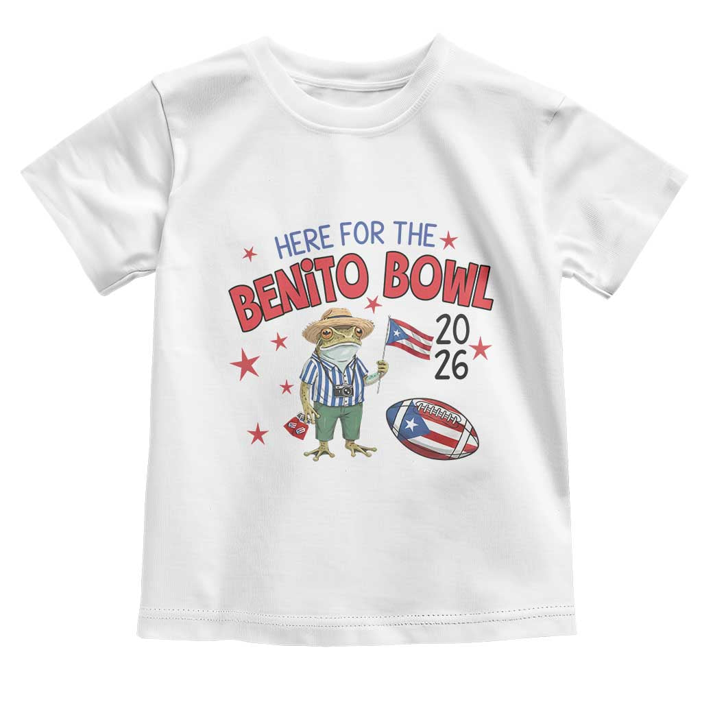Here for the Benito Bowl 2026 Coquí Frog Toddler T Shirt Puerto Rican Funny Football Music Fans