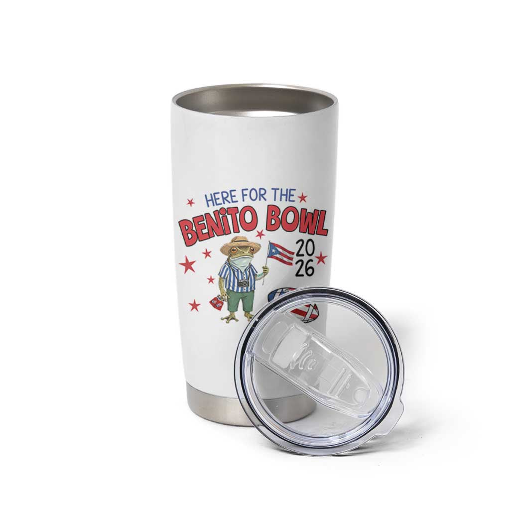 Here for the Benito Bowl 2026 Coquí Frog Tumbler Cup Puerto Rican Funny Football Music Fans