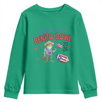 Here for the Benito Bowl 2026 Coquí Frog Youth Sweatshirt Puerto Rican Funny Football Music Fans