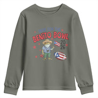 Here for the Benito Bowl 2026 Coquí Frog Youth Sweatshirt Puerto Rican Funny Football Music Fans