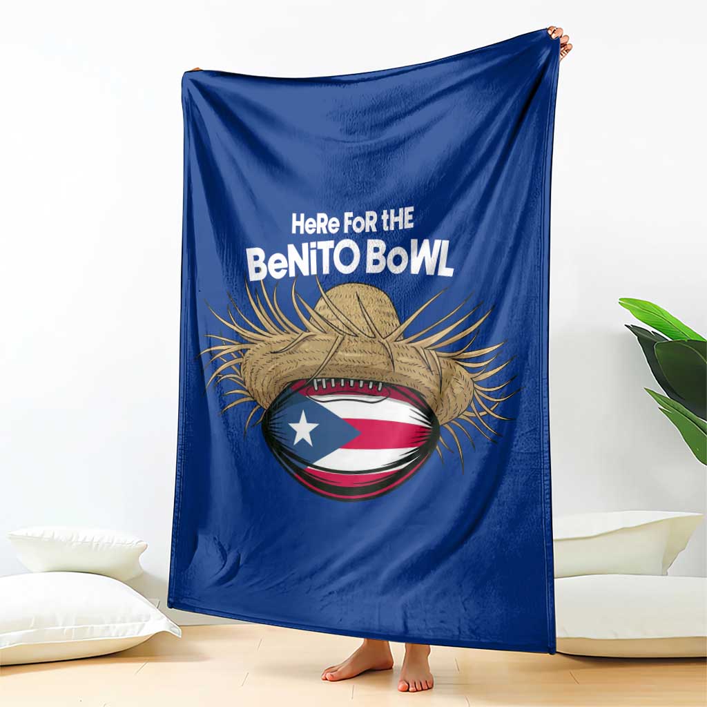 Here for the Benito Bowl Straw Hat Throw Blanket Puerto Rico Flag Football Music Fans