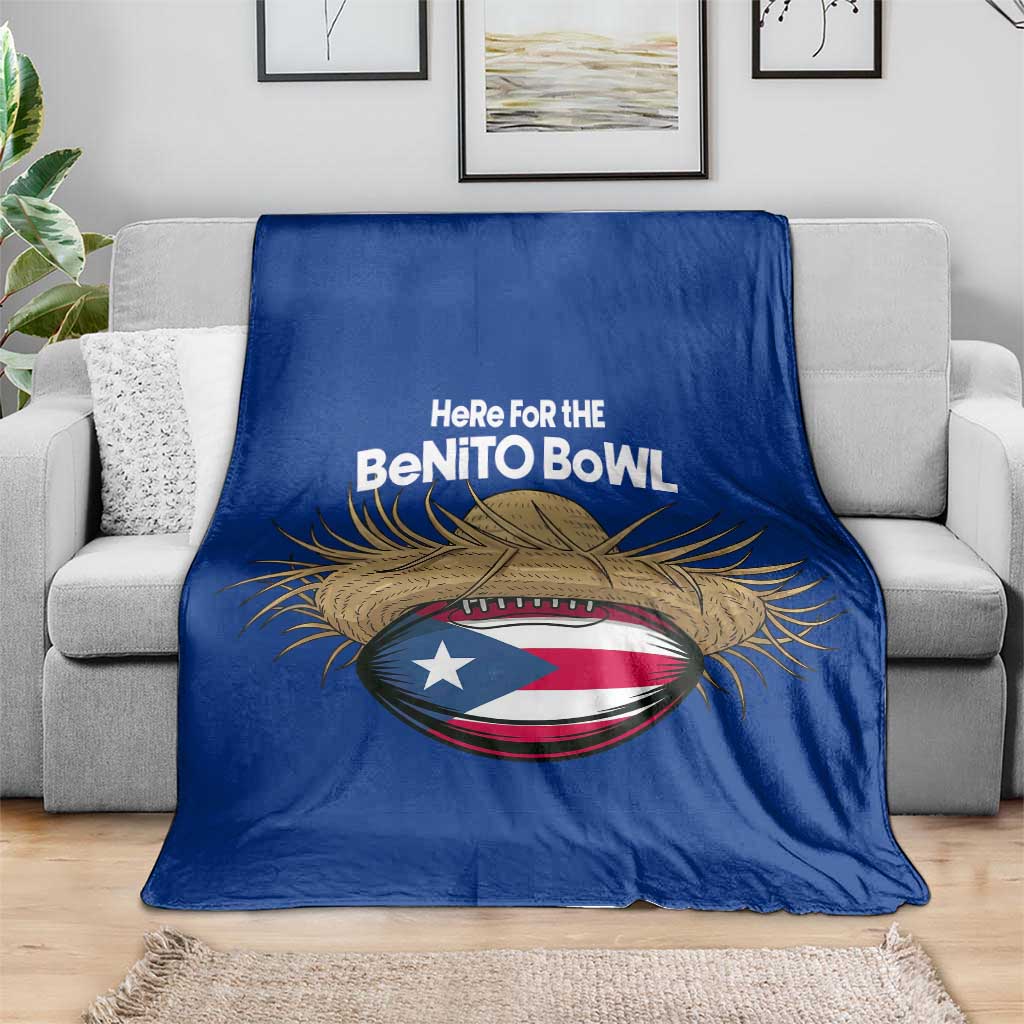 Here for the Benito Bowl Straw Hat Throw Blanket Puerto Rico Flag Football Music Fans