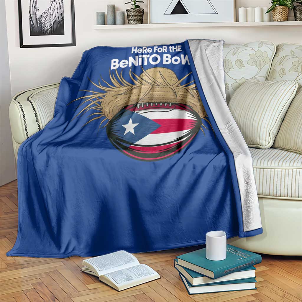 Here for the Benito Bowl Straw Hat Throw Blanket Puerto Rico Flag Football Music Fans