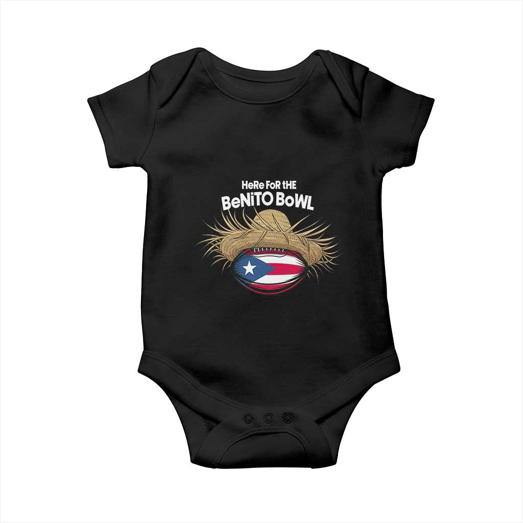 Here for the Benito Bowl Straw Hat Baby Onesie Puerto Rico Flag Football Music Fans